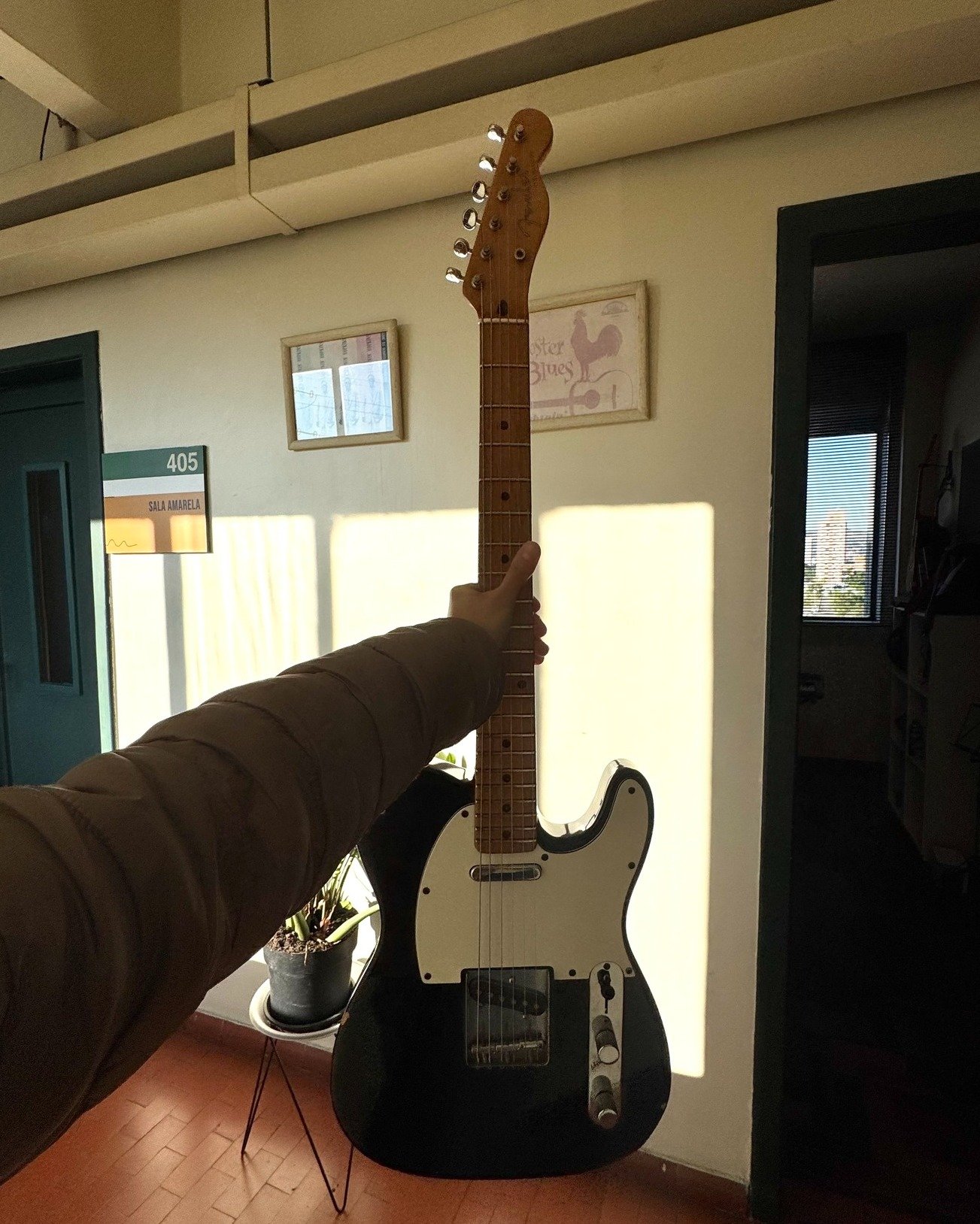 Aluno estudando palhetada alternada no metrônomo.